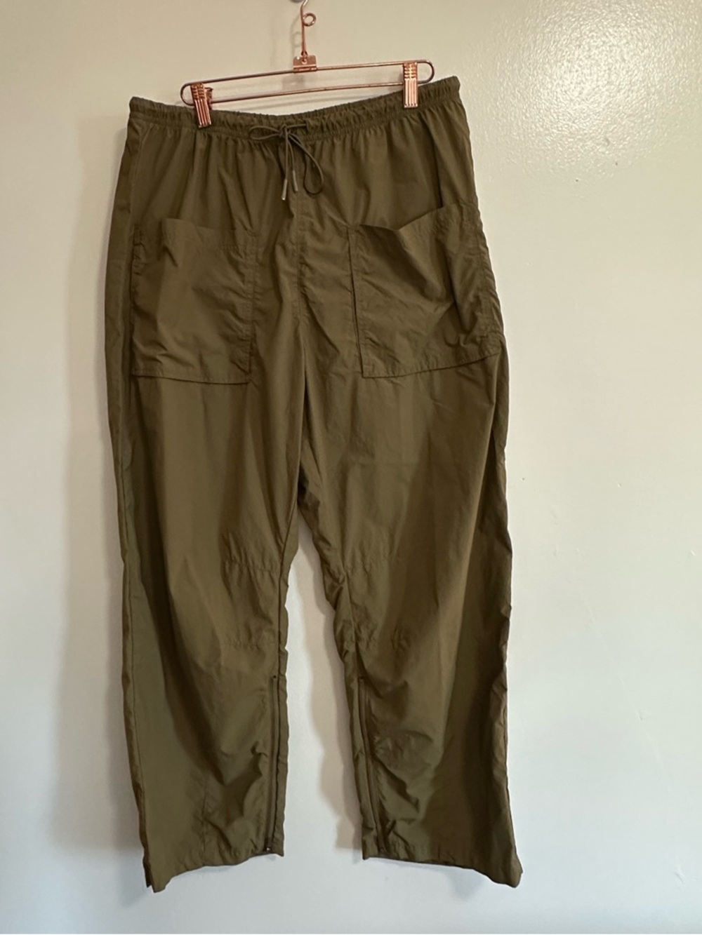Free People FP Movement Cropped Cargo Hiking Pants, Olive Green, Lg
